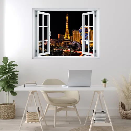 Vista 18 de wall26 Adhesivo decorativo para pared, loros verdes sentados en la rama afuera, ventana abierta, no se pega ni se pega, papel tapiz no tejido