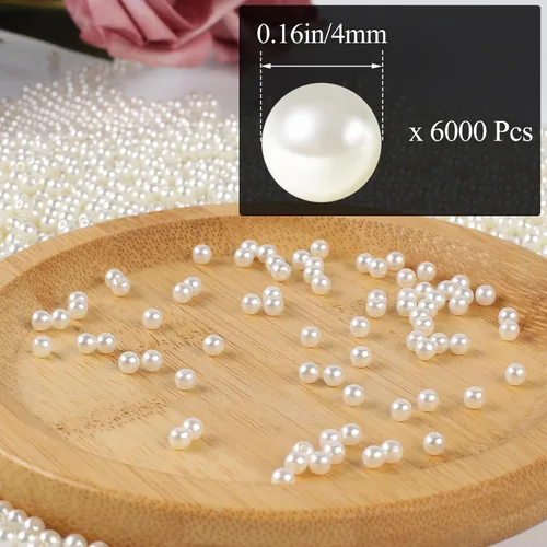 Vista 2 de Phinus 6000 Pz Cuentas de Perla de 4mm con Agujero, Perlas Redondas para Manualidades, Cuentas de Perla Sueltas para Hacer Joyas, Perlas para Hacer