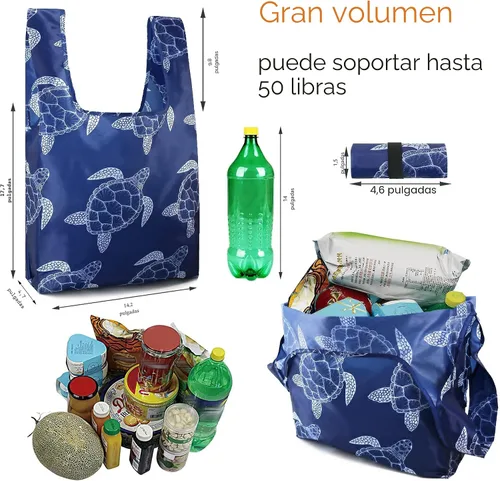 Vista 4 de BeeGreen Bolsas de comestibles reutilizables plegables, paquete de 12 bolsas grandes y bonitas, bolsa de regalo de tela lavable resistente con asas