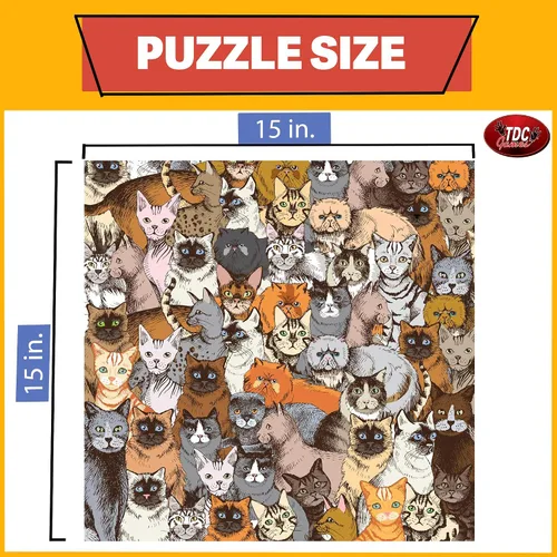 Vista 9 de TDC Games Rompecabezas más difícil del mundo – Gatos – 500 piezas de doble cara – 15 pulgadas