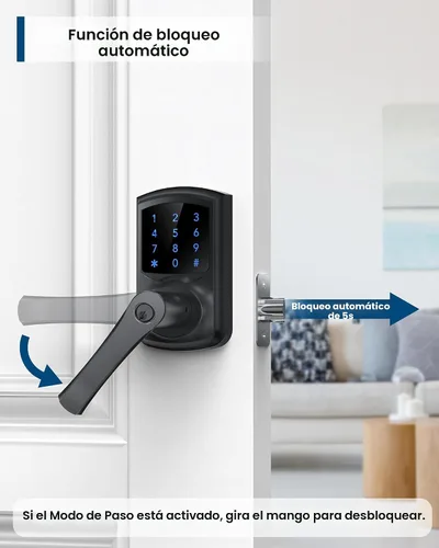 Vista 7 de Cerradura de puerta de entrada sin llave con manija Cerraduras electrónicas Negro mate