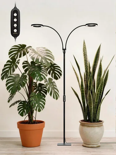 Vista 9 de GLOWRIUM Luces de cultivo para plantas de interior, lámpara de pie LED de espectro completo con soporte de altura y ángulo ajustables, luz
