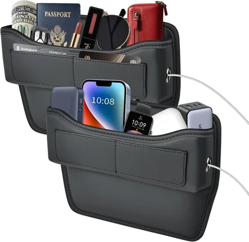 Vista 12 de FLORICH Organizador de Almacenamiento para Coche Entre Asientos, Organizador de Asiento de Cuero con Soporte para Bolso Entre Asientos, Consolas