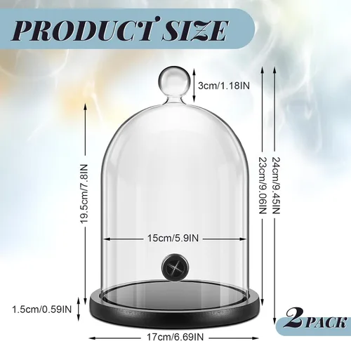 Vista 2 de Uiifan 2 piezas de accesorios para pistola de fumar, cúpula de cristal, infusor de cóctel con base de madera para bebidas de whisky, 9.84 x 5.91