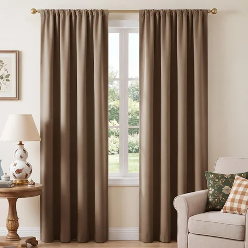Vista 9 de NICETOWN Biscotti - Cortinas de cocina beige de 36 pulgadas de largo, bolsillo para barra, 100% opacas, casuales y relajantes, tratamientos