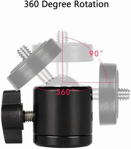 Vista 3 de EszkozTA360 - Soporte de trípode con cabeza de bola giratoria universal de 1/4 pulgadas (paquete de 2), adaptador de base de montaje giratorio