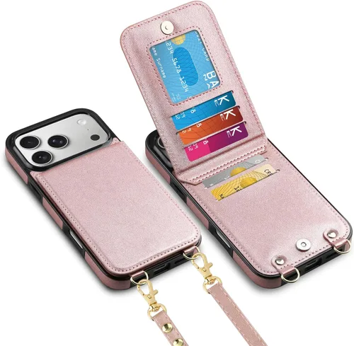 Vista 43 de Vofolen - Funda tipo cartera para iPhone 11 con tarjetero y bloqueo RFID, color negro Crossbody Adjustable Strap Purse Magnetic Clasp Heavy Duty