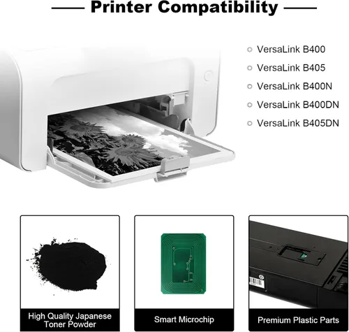 Vista 2 de Cartucho de tóner remanufacturado 106R03584 de repuesto para Xerox VersaLink B405 B400 B400DN B400N B405DN Toner negro 24600 páginas, 1 paquete
