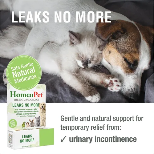 Vista 2 de HomeoPet No más fugas, alivio de la incontinencia urinaria para mascotas, medicina segura y natural para la incontinencia, 0.5 fl oz
