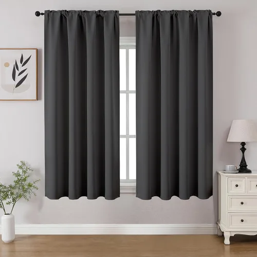 Vista 53 de CUCRAF - Cortinas opacas beige de 45 pulgadas, juego de 2 paneles con bolsillo para barra, cortinas para oscurecer dormitorios y sala de estar