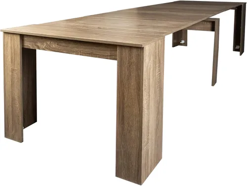 Vista 5 de Mesa de comedor plegable de madera expandible para espacios pequeños, mesa de comedor extensible para ahorro de espacio, mesa de cocina rectangular