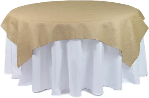 Vista 14 de Your Chair Covers - Mantel redondo de yute rústico de yute natural de 60 pulgadas para bodas, fiestas, cocina, hogar, comedor
