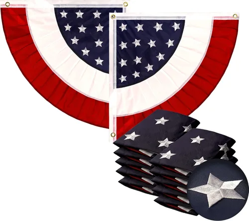 Vista 10 de G128 Bandera de abanico plisada de Estados Unidos, estrella de 1.5 x 1.5 pies, círculo central, decoración patriótica del 4 de julio, estrellas