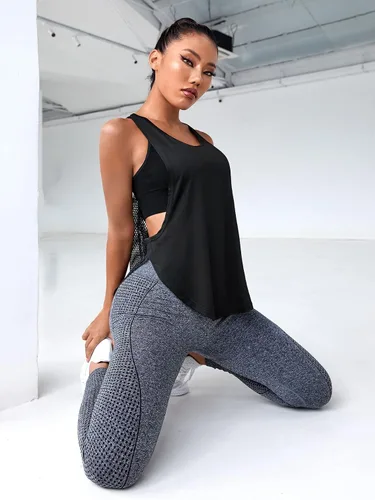 Vista 3 de MakeMeChic Camisetas sin mangas para mujer, con espalda cruzada, atléticas, para entrenamiento