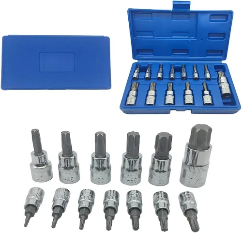 Vista 3 de Mainpoint Star Torx - Juego de llaves de vaso (13 piezas, T8 - T70 CRV, 1/2", 3/8", 1/4")