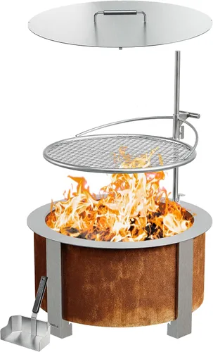 Vista 11 de Breeo Fogata sin humo (Serie X 19, acero inoxidable), hoguera sin humo de 22.1 pulgadas para exterior, 47 libras, ideal para familias, compatible