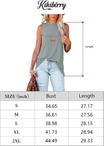Vista 6 de KIKIBERRY Camiseta sin mangas halter para mujer elegante casual holgada cuello alto