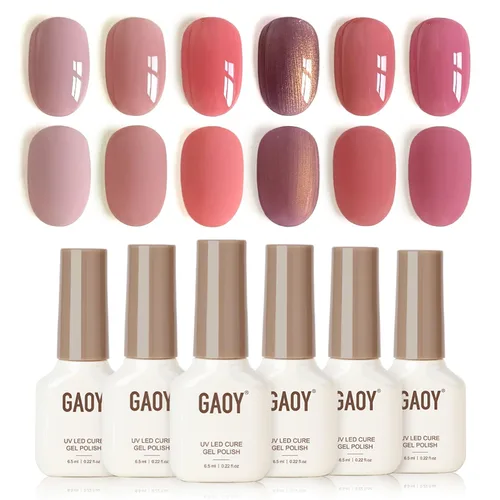 Vista 13 de GAOY Berry Collection - Esmalte de uñas en gel, color rosa intenso, borgoña, rojo, cereza y magenta, kit de esmalte de uñas para manicura de salón