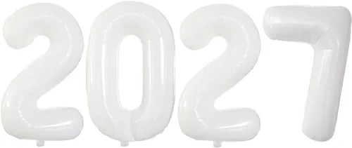 Vista 25 de GOER Globos de papel de aluminio 2026 para fiesta de Año Nuevo, suministros de fiesta, decoraciones de graduación (negro, 16 pulgadas)
