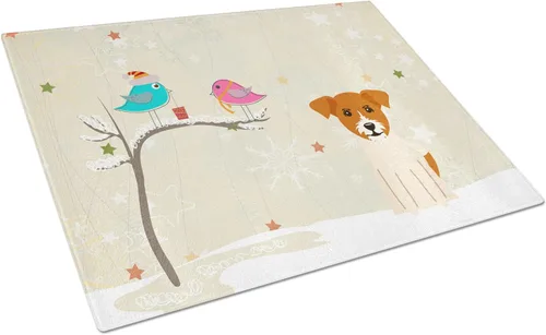 Vista 42 de Caroline's Treasures BB2513LCB - Tabla de cortar de vidrio con texto en inglés "Christmas Presents between Friends" Airedale Terrier - Tabla