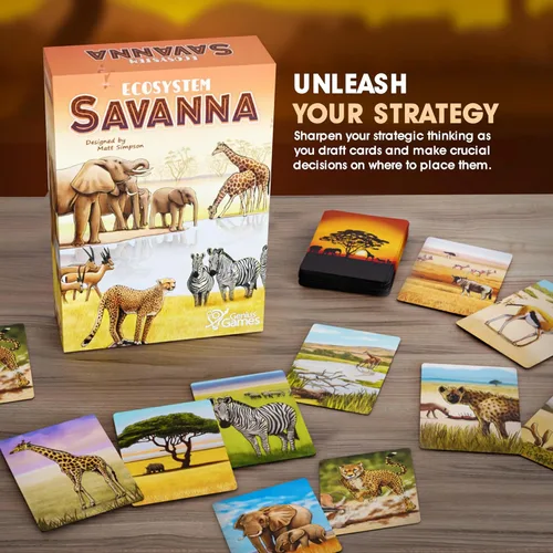 Vista 5 de Genius Games Paquete de ecosistema, ecosistema de arrecife de coral y sabana, un juego de cartas familiar sobre animales, sus hábitats