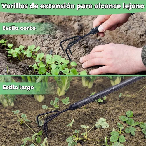Vista 2 de Juego de herramientas de jardín de 5 piezas con mango extendido, juego de herramientas de jardín resistentes, kit de herramientas de jardinería