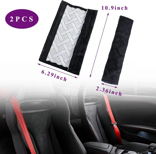 Vista 2 de Dickno - Juego de 2 almohadillas para cinturón de seguridad de auto, suaves y cómodas, fundas para correa de hombro para cinturón de seguridad