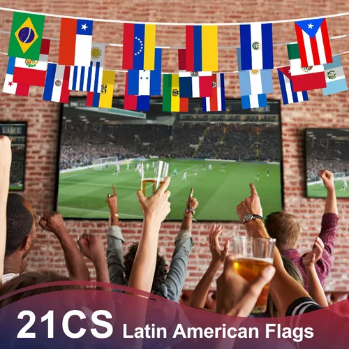 Vista 5 de Banderín de bandera de América Latina de 21 países, mini banderines pequeñas banderines banderines, banderas latinas para el mes hispano patrimonio