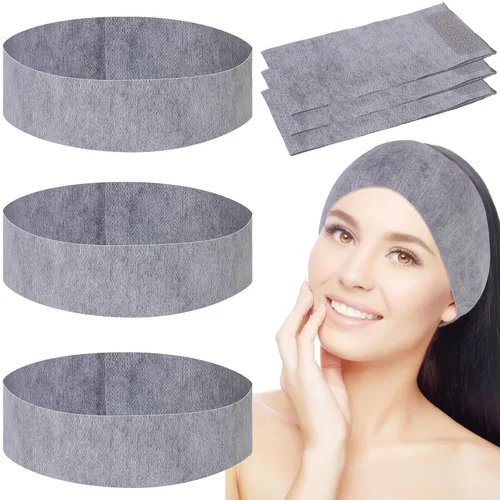 Vista 9 de 128 diademas faciales desechables de spa no tejidas, bandas faciales suaves para el cuidado de la piel con cierre de convento para mujeres y niñas
