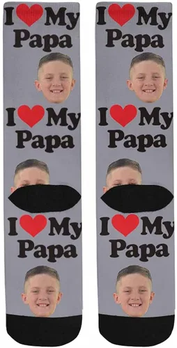 Vista 4 de Calcetines personalizados para la cara convierten tu foto en Santa Claus calcetines personalizados unisex para regalo único