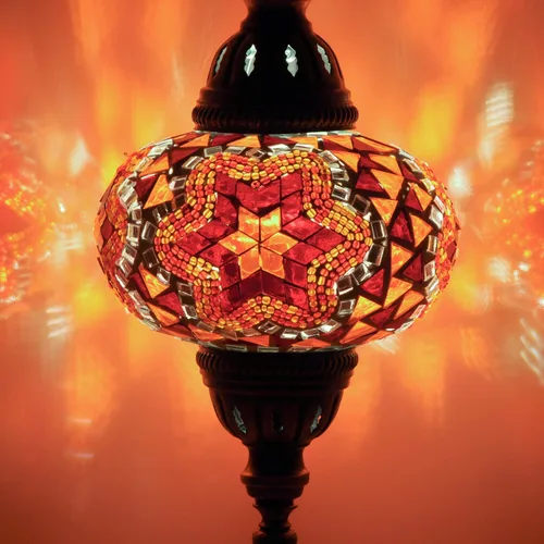 Vista 3 de 10 Variation Turkish Lamp Mosaic Table Lamps Turkish Moroccan Lamp with Bronze Base Handmade Tiffany Night Lamp Mosaic Glass Bedside Night