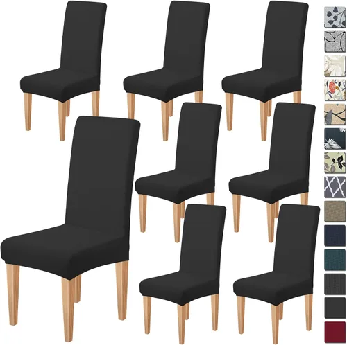 Vista 10 de Dioxide Fundas de Silla de Alto Estirar para Sillas de Comedor, Juego de Fundas de Silla de Comedor Lavables de 4, Fundas de Asiento de Silla