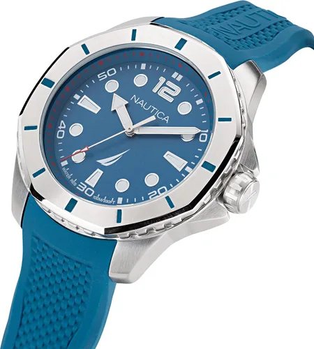 Vista 2 de Nautica Reloj de correa de silicona azul claro KOH May Bay para hombre (Modelo NAPKMF203), Azul, Moderno