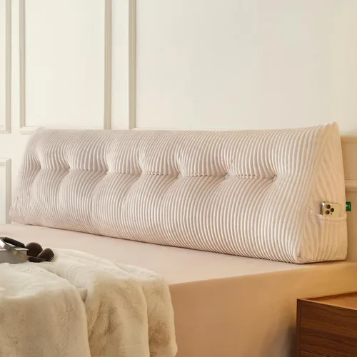 Vista 24 de Z-hom - Almohada grande para cabecero con un solo rollo, almohada de cuña para sentarse en la cama, cojín triangular de apoyo de respaldo para leer