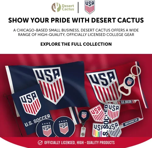 Vista 6 de Desert Cactus Bandera de fútbol de Estados Unidos USWNT Equipo Nacional Femenino de Estados Unidos, 100% poliéster, para interiores y exteriores, 3