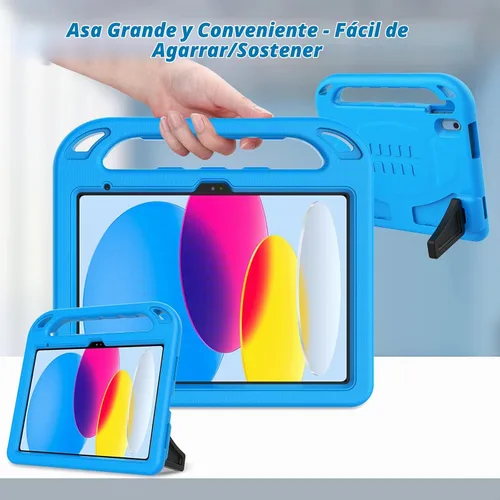 Vista 5 de LTROP Funda para niños para el nuevo iPad (A16) de 11ª generación (11 pulgadas, 2025)/10ª generación (10.9 pulgadas, 2022) con protector de A-azul