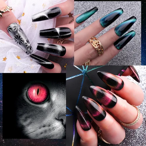 Vista 5 de Clara Colors Esmalte de uñas magnético – Kit de esmalte de gel de ojo de gato de 20 colores, esmalte de uñas holográfico con purpurina de ojo