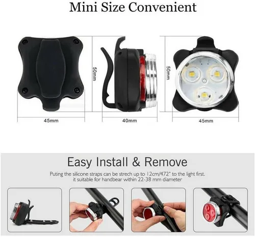 Vista 4 de SCRUBY 3 Led Ciclismo Luz Trasera con USB Recargable Bicicleta Clip Luz Luz Luz Bicicleta Accesorios