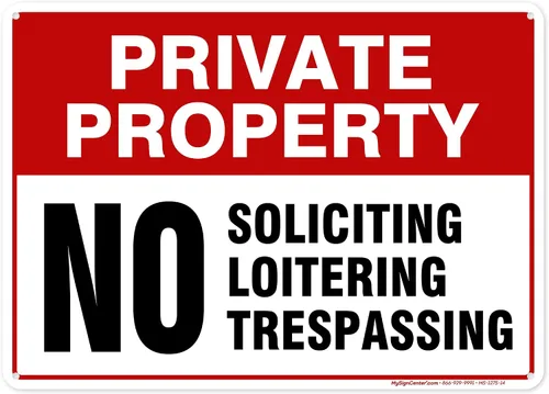 Vista 15 de Señal de propiedad privada No Trespassing No Loitering No Soliciting (7x10)