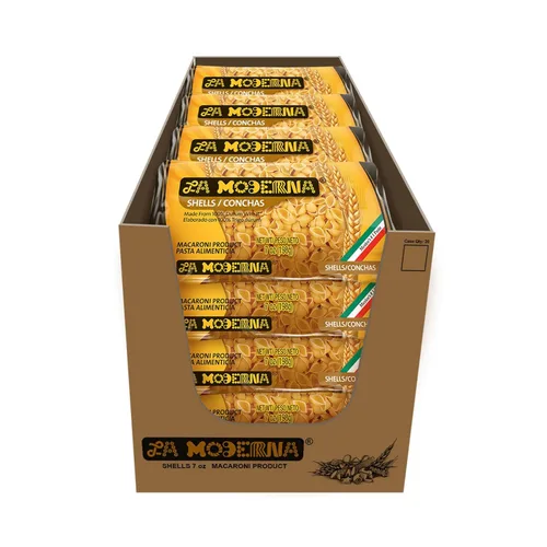 Vista 6 de La Moderna Pasta Shells, fideos, trigo duro, proteínas, fibra, vitaminas, 7 onzas (paquete de 5)