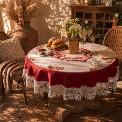Vista 10 de ARTABLE Mantel redondo de encaje rústico macramé bordado manteles de mesa para cosecha, decoración de aparador, granja, cocina y hogar