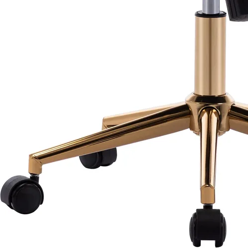 Vista 6 de DUHOME Silla moderna de oficina en casa, de piel sintética, bonita silla de escritorio blanca con base dorada, silla de tocador rodante sin brazos