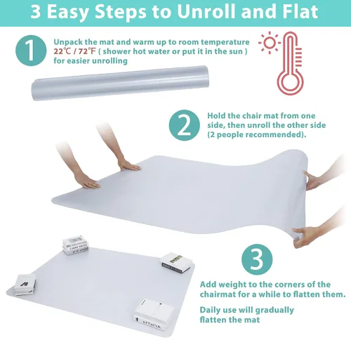 Vista 5 de Super Deal Tapete mejorado para silla de oficina de 46 x 60 pulgadas para suelo de alfombra, protector de suelo alfombrado antideslizante debajo
