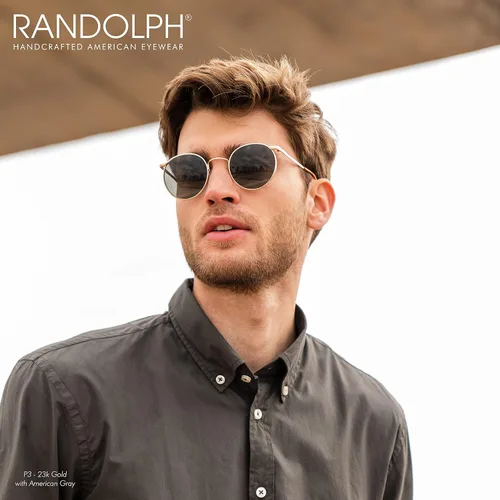 Vista 3 de Randolph USA Gafas de sol redondas vintage P3 para hombres o mujeres 100 UV
