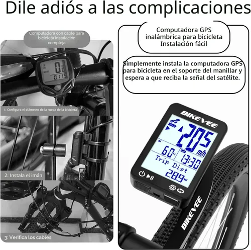Vista 3 de GPS Ordenador de Bicicleta Inalámbrico con Inicio/Parada Automática y Retroiluminación Automática, Bicicleta Odómetro IPX7 Resistente al Agua MPH