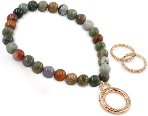 Vista 8 de Llavero de muñeca con cuentas, pulsera de piedra natural para mujer, amazonita