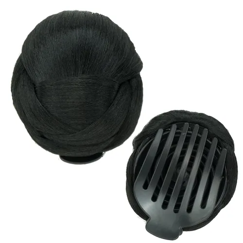 Vista 11 de IMISSU Trenzado Chignon Dancer Hair Donut Hairpieces Scrunchie Claw Hair Moño Updo para bodas y fiestas (M3 rubio ceniza)