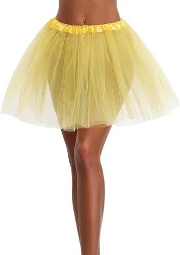 Vista 9 de Falda tutú de tul elástica clásica de 3, 4, 5 capas para mujer, adolescente, adulta Negro (3layer-Black)