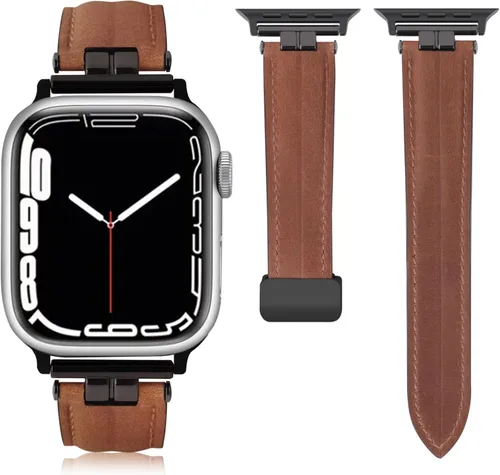Vista 9 de Mxiixnai - Correas de cuero compatibles con Apple Watch Band 1.929 in 1.772 in 1.732 in 1.654 in 1.614 in 1.575 in 1.496 in, cuero genuino