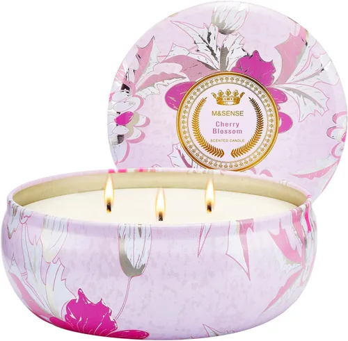 Vista 101 de M&SENSE Velas aromáticas de bayas cítricas, vela grande de lata de soja de 3 mechas, más de 40 horas de tiempo de combustión, cera vegana 100%